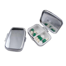 Load image into Gallery viewer, Portable Silver Metal Rectangle Round Pill Box Drug Holder Medicine Tablet Capsule Box Container Storage Travel