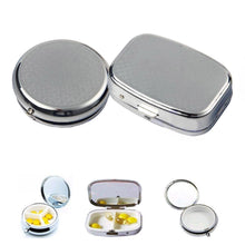 Load image into Gallery viewer, Portable Silver Metal Rectangle Round Pill Box Drug Holder Medicine Tablet Capsule Box Container Storage Travel